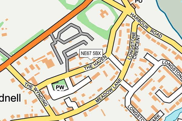 NE67 5BX map - OS OpenMap – Local (Ordnance Survey)