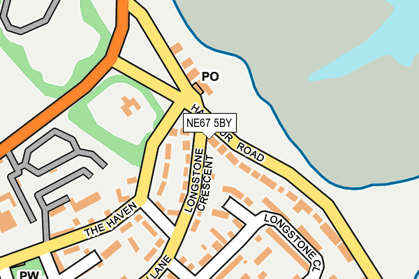 NE67 5BY map - OS OpenMap – Local (Ordnance Survey)