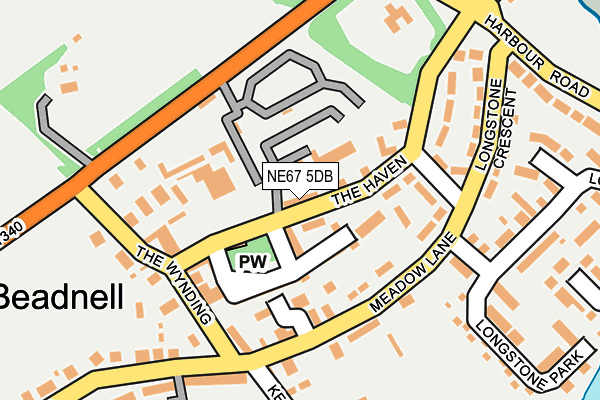 NE67 5DB map - OS OpenMap – Local (Ordnance Survey)