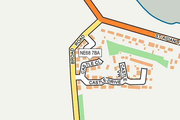NE68 7BA map - OS OpenMap – Local (Ordnance Survey)