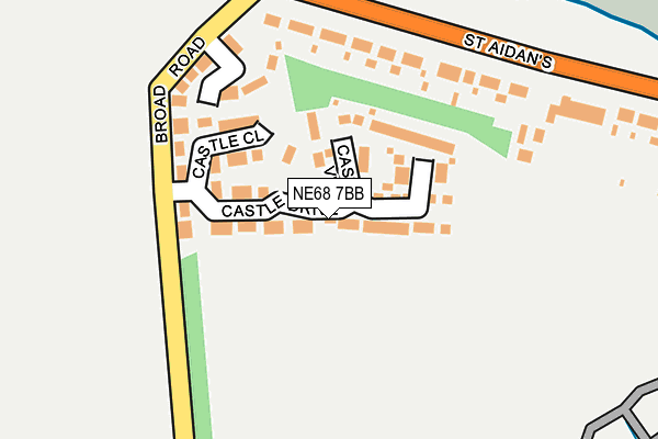 NE68 7BB map - OS OpenMap – Local (Ordnance Survey)