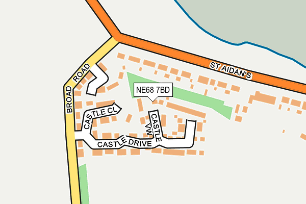 NE68 7BD map - OS OpenMap – Local (Ordnance Survey)