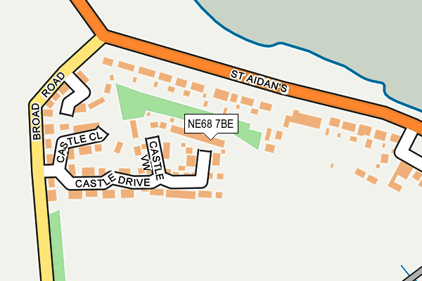 NE68 7BE map - OS OpenMap – Local (Ordnance Survey)