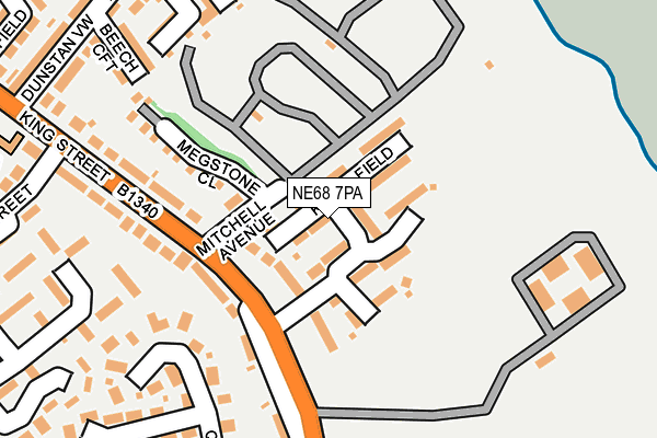 NE68 7PA map - OS OpenMap – Local (Ordnance Survey)