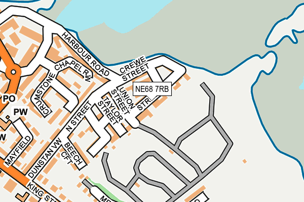 NE68 7RB map - OS OpenMap – Local (Ordnance Survey)