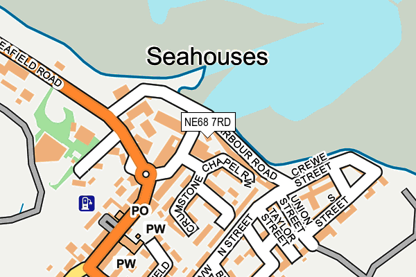 NE68 7RD map - OS OpenMap – Local (Ordnance Survey)