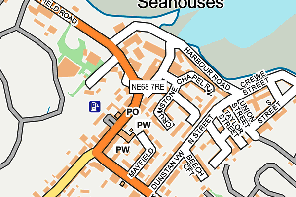 NE68 7RE map - OS OpenMap – Local (Ordnance Survey)