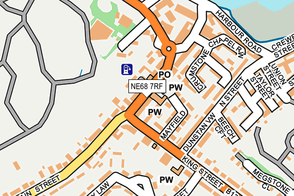 NE68 7RF map - OS OpenMap – Local (Ordnance Survey)