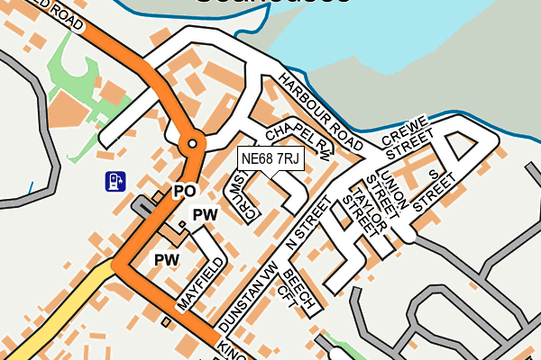 NE68 7RJ map - OS OpenMap – Local (Ordnance Survey)