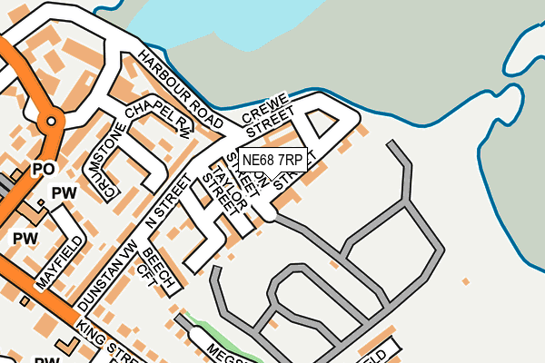 NE68 7RP map - OS OpenMap – Local (Ordnance Survey)