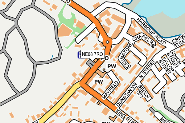 NE68 7RQ map - OS OpenMap – Local (Ordnance Survey)
