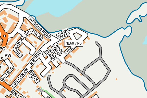 NE68 7RS map - OS OpenMap – Local (Ordnance Survey)