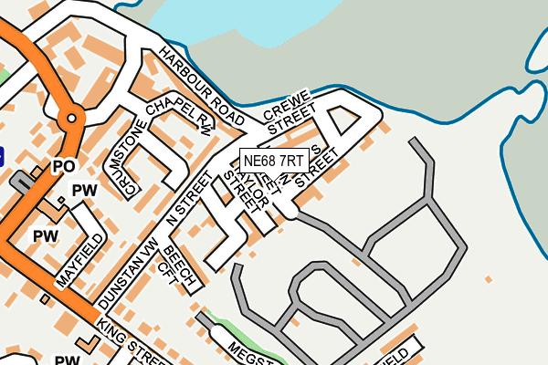 NE68 7RT map - OS OpenMap – Local (Ordnance Survey)
