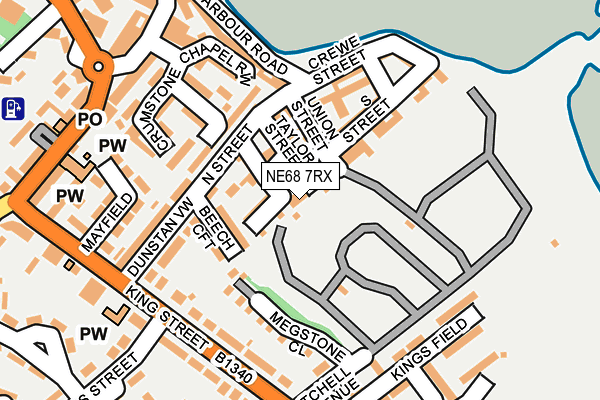 NE68 7RX map - OS OpenMap – Local (Ordnance Survey)