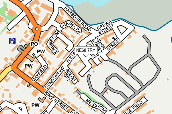 NE68 7RY map - OS OpenMap – Local (Ordnance Survey)