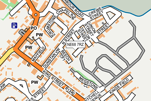 NE68 7RZ map - OS OpenMap – Local (Ordnance Survey)