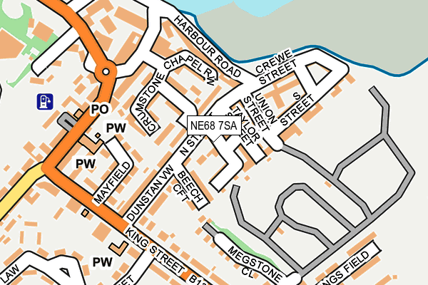 NE68 7SA map - OS OpenMap – Local (Ordnance Survey)