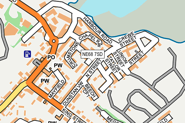 NE68 7SD map - OS OpenMap – Local (Ordnance Survey)