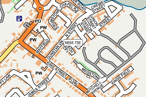 NE68 7SE map - OS OpenMap – Local (Ordnance Survey)