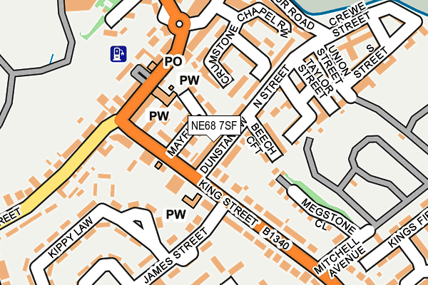 NE68 7SF map - OS OpenMap – Local (Ordnance Survey)