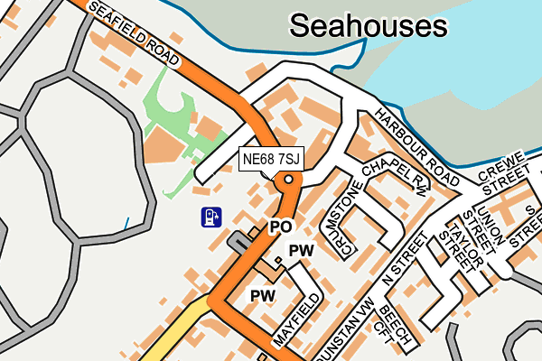 NE68 7SJ map - OS OpenMap – Local (Ordnance Survey)