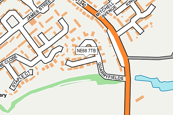 NE68 7TB map - OS OpenMap – Local (Ordnance Survey)