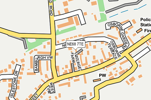 NE68 7TE map - OS OpenMap – Local (Ordnance Survey)