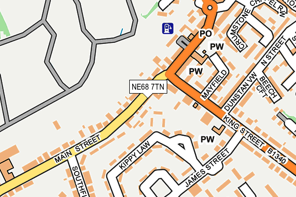 NE68 7TN map - OS OpenMap – Local (Ordnance Survey)