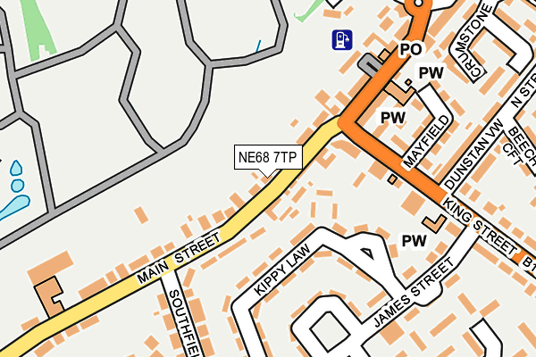 NE68 7TP map - OS OpenMap – Local (Ordnance Survey)