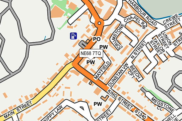 NE68 7TQ map - OS OpenMap – Local (Ordnance Survey)