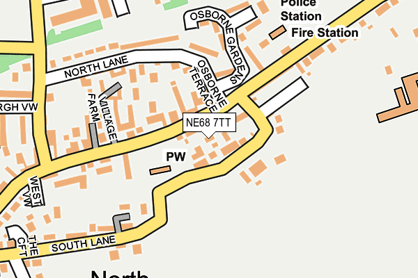 NE68 7TT map - OS OpenMap – Local (Ordnance Survey)