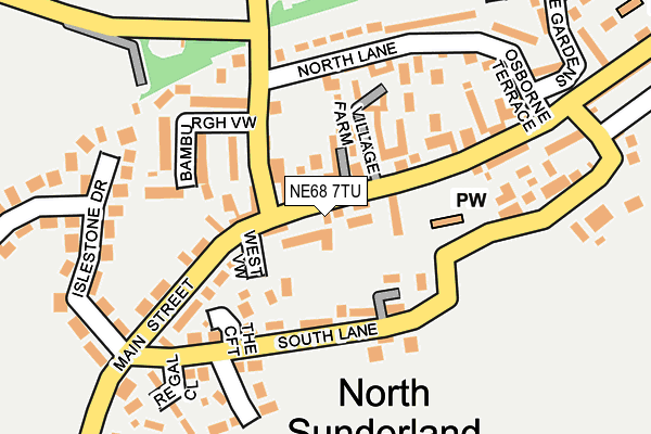 NE68 7TU map - OS OpenMap – Local (Ordnance Survey)