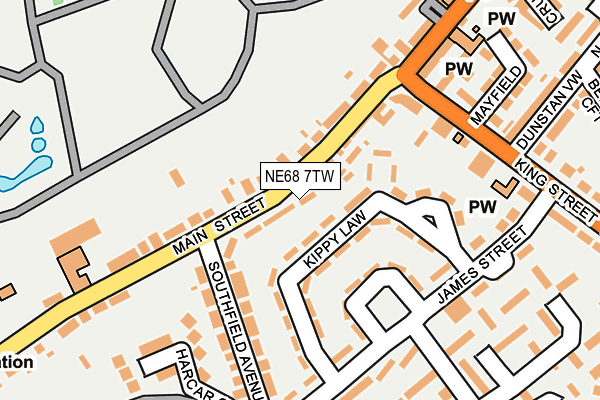 NE68 7TW map - OS OpenMap – Local (Ordnance Survey)
