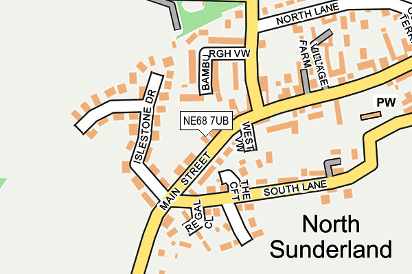 NE68 7UB map - OS OpenMap – Local (Ordnance Survey)