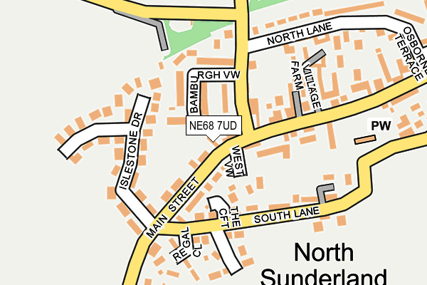 NE68 7UD map - OS OpenMap – Local (Ordnance Survey)