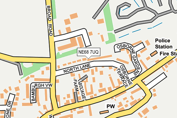 NE68 7UQ map - OS OpenMap – Local (Ordnance Survey)