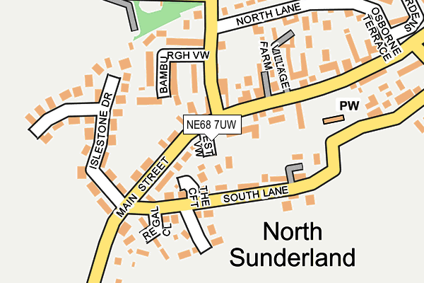 NE68 7UW map - OS OpenMap – Local (Ordnance Survey)