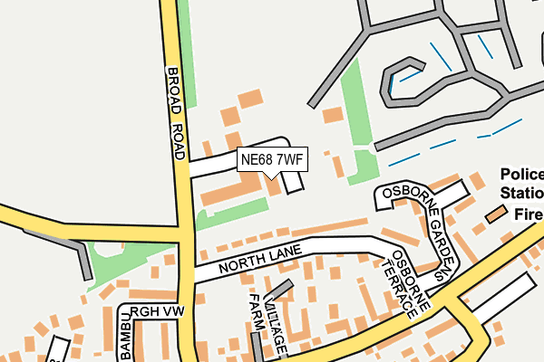 NE68 7WF map - OS OpenMap – Local (Ordnance Survey)