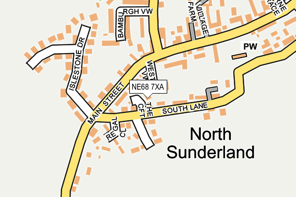 NE68 7XA map - OS OpenMap – Local (Ordnance Survey)