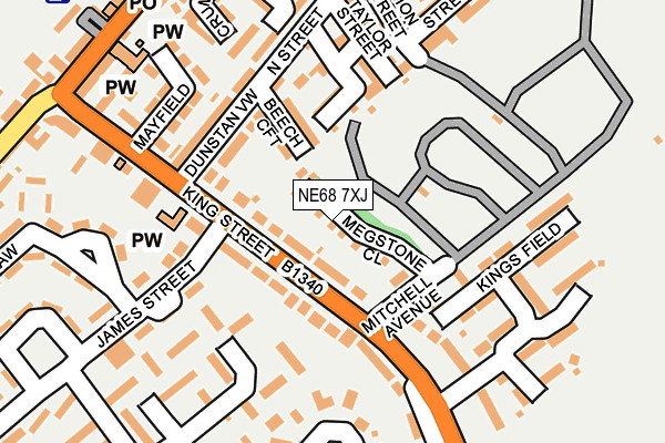 NE68 7XJ map - OS OpenMap – Local (Ordnance Survey)