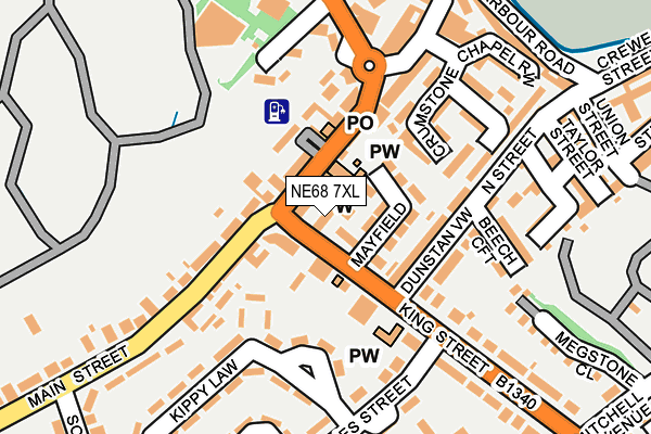 NE68 7XL map - OS OpenMap – Local (Ordnance Survey)