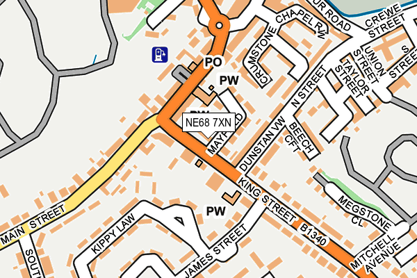 NE68 7XN map - OS OpenMap – Local (Ordnance Survey)