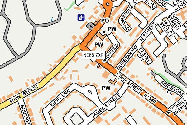 NE68 7XP map - OS OpenMap – Local (Ordnance Survey)