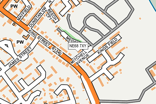 NE68 7XY map - OS OpenMap – Local (Ordnance Survey)