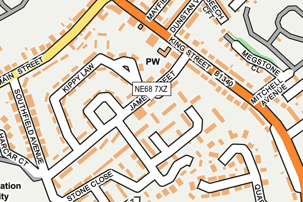 NE68 7XZ map - OS OpenMap – Local (Ordnance Survey)