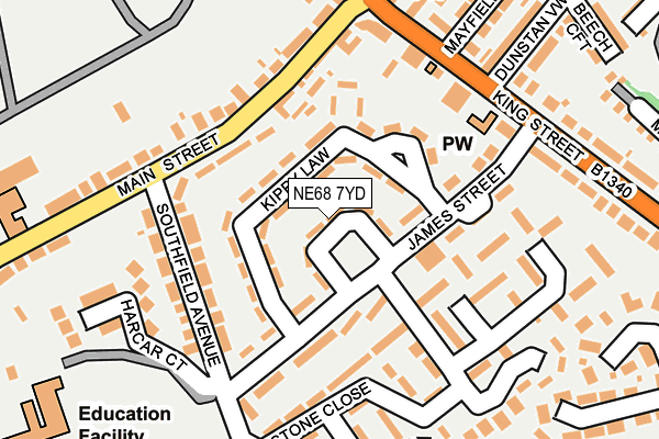 NE68 7YD map - OS OpenMap – Local (Ordnance Survey)