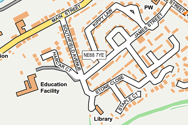 NE68 7YE map - OS OpenMap – Local (Ordnance Survey)