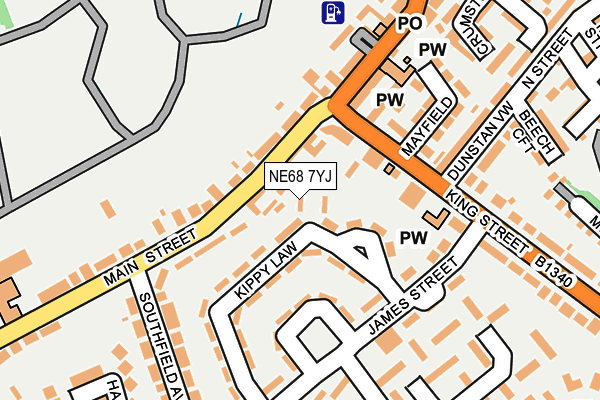 NE68 7YJ map - OS OpenMap – Local (Ordnance Survey)