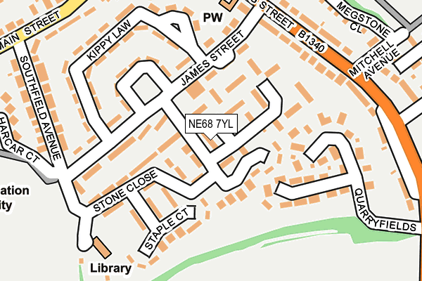 NE68 7YL map - OS OpenMap – Local (Ordnance Survey)