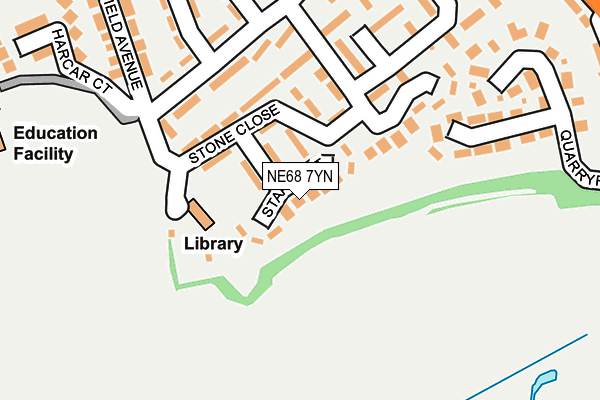 NE68 7YN map - OS OpenMap – Local (Ordnance Survey)